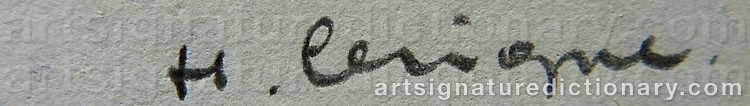 Authentic signature by Hubert LEVIGNE on artwork