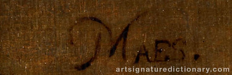 Authentic signature by Nicolaes MAES on  artwork