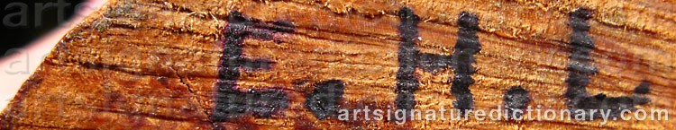 Authentic signature by E. H. L. on  artwork