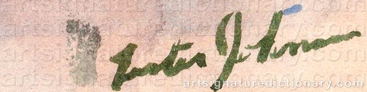 Authentic signature by Lester F. JOHNSON on Painting/Watercolour artwork
