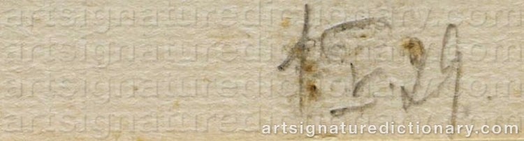 Authentic signature by Ivan Vasilievitch KLIUN on artwork