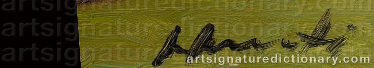 Authentic signature by Armas HURSTI on  artwork