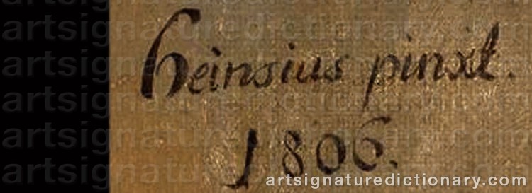 Authentic signature by Johann Ernst HEINSIUS on  artwork