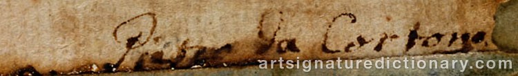 Authentic signature by Pietro Da CORTONA on  artwork