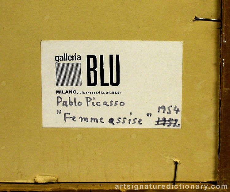Close-up details showing Pablo PICASSO signature forgery characteristics