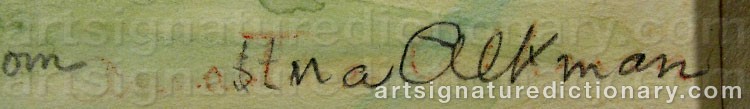 Authentic signature by Annastina ALKMAN on  artwork