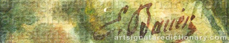 Authentic signature by Eug. BAUER on artwork