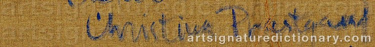 Authentic signature by Christina PRÆSTGAARD on  artwork