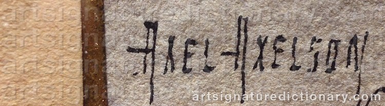Authentic signature by Axel AXELSSON on Painting/Watercolour artwork