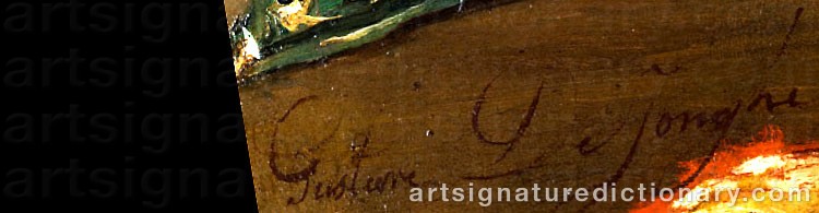 Authentic signature by Gustave Leonhard De JONGHE on artwork