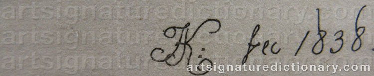 Authentic signature by Johan Adam KLEIN on  artwork