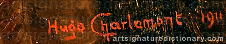 Authentic signature by Hugo CHARLEMONT on  artwork