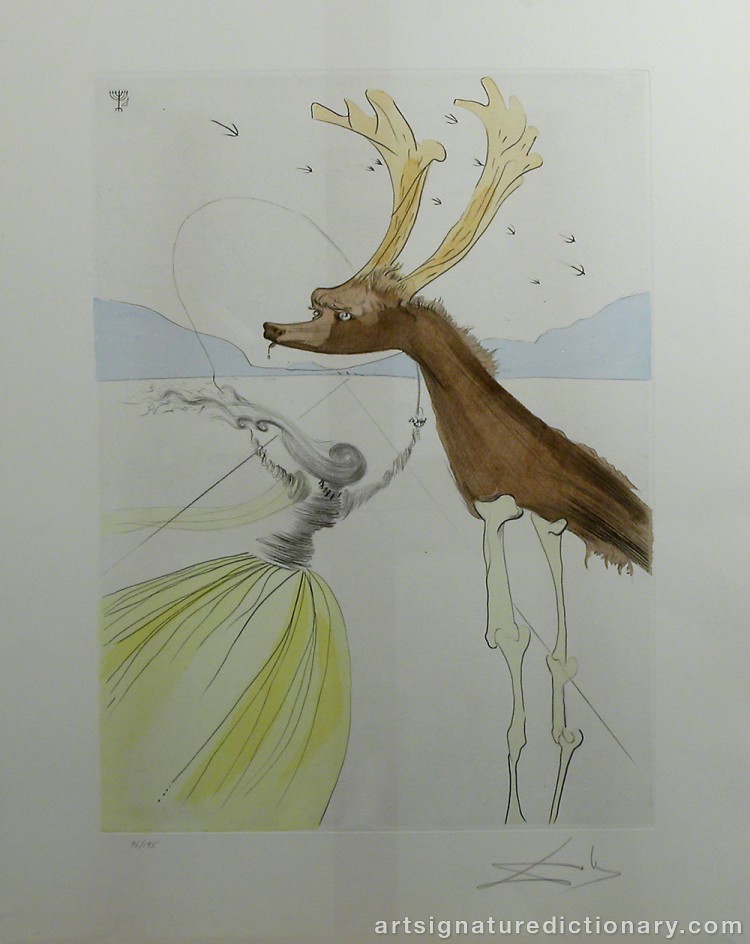 Close-up details showing Salvador DALI signature forgery characteristics