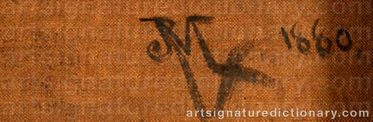 Authentic signature by Joseph Rusling MEEKER on Painting/Watercolour artwork