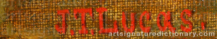 Authentic signature by John Templeton LUCAS on  artwork