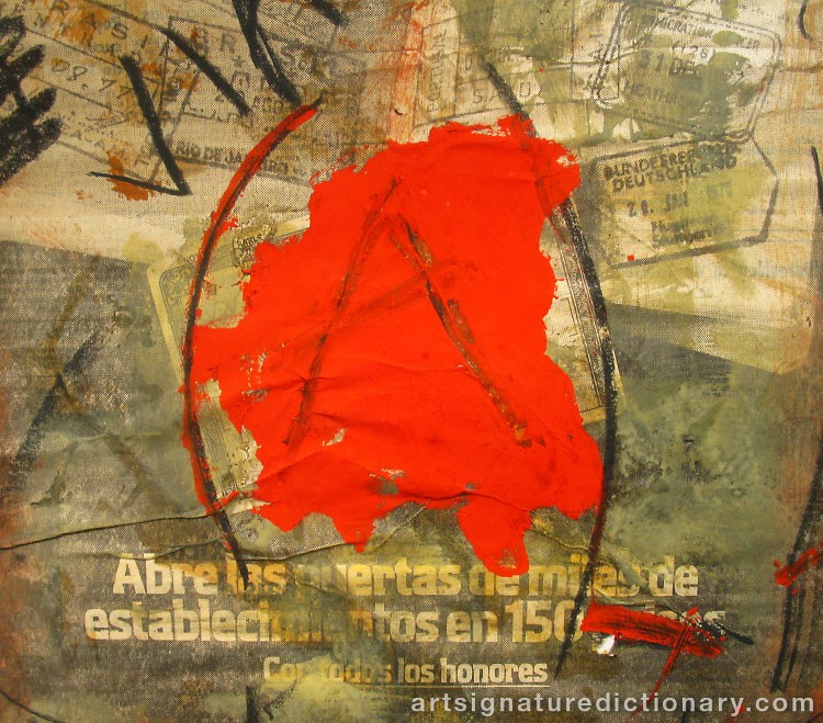 Close-up details showing Antoni TAPIES signature forgery characteristics