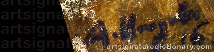 Authentic signature by Adolf HENGELER on  artwork