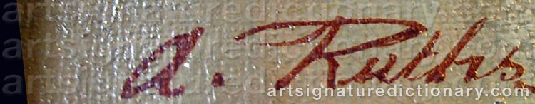 Authentic signature by Amelie RUTHS on artwork