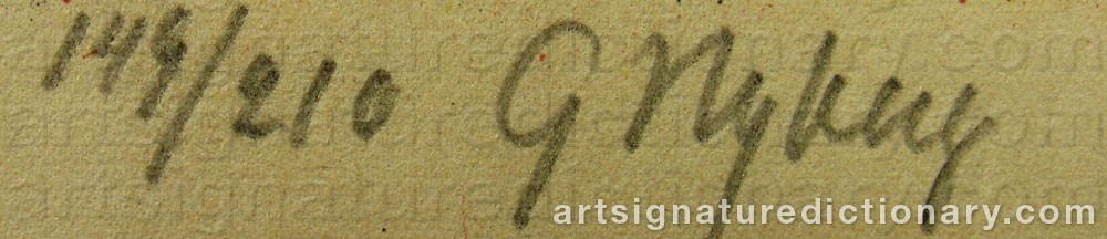 Authentic signature by Gösta NYBERG on  artwork