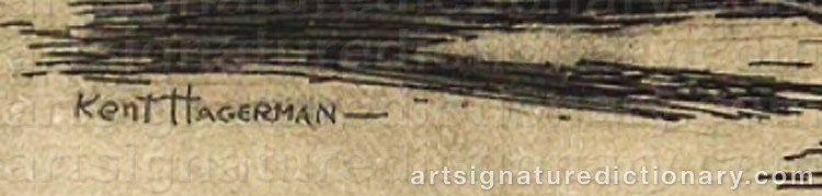 Authentic signature by William Kent HAGERMAN on  artwork