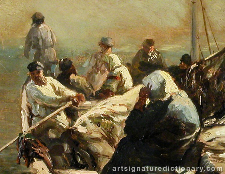 Close-up details showing Abram Efimovich ARKHIPOV signature forgery characteristics