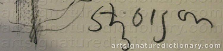 Authentic signature by Stig OLSON on artwork