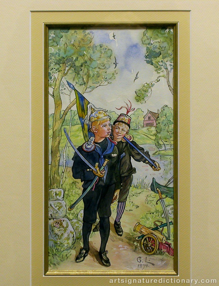 Close-up details showing Carl LARSSON signature forgery characteristics