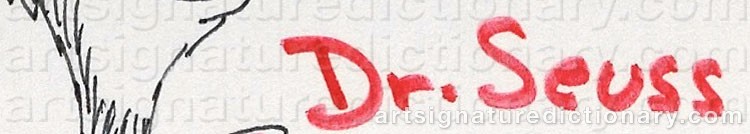 Authentic signature by Theodor Seuss ‘Dr. Seuss’ GEISEL on Drawing/Graphic/Print artwork