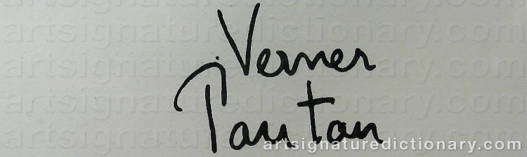 Authentic signature by Verner PANTON on  artwork