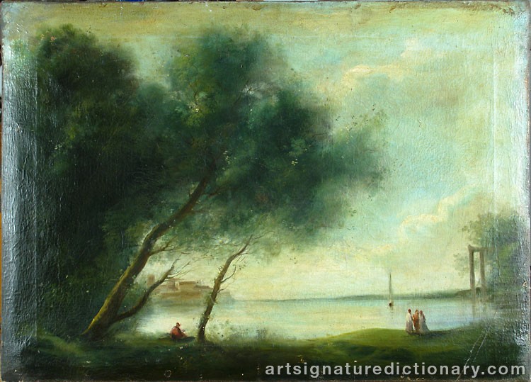 Close-up details showing Jean Baptiste Camille COROT signature forgery characteristics