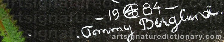 Authentic signature by Tommy BERGLUND on  artwork