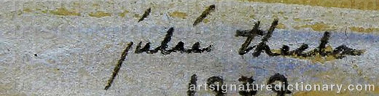 Authentic signature by Julia THECLA on Painting/Watercolour artwork
