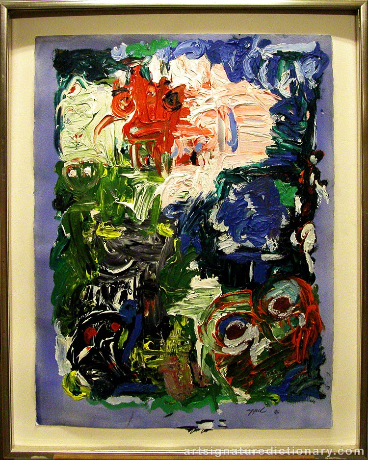 Close-up details showing Karel APPEL signature forgery characteristics