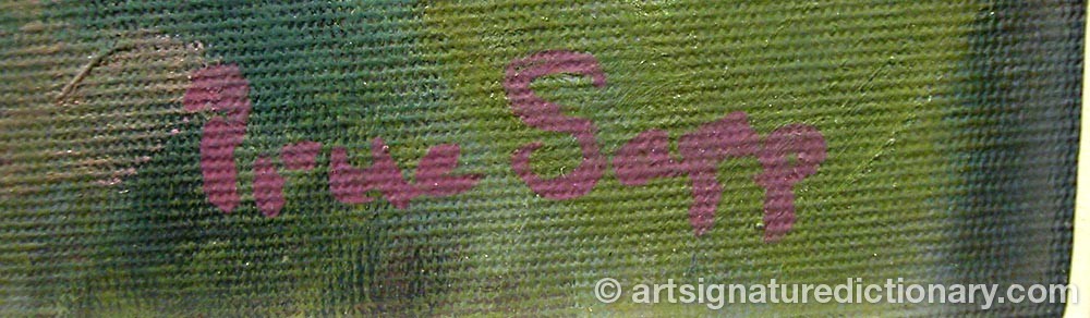 Authentic signature by Prue SAPP on  artwork