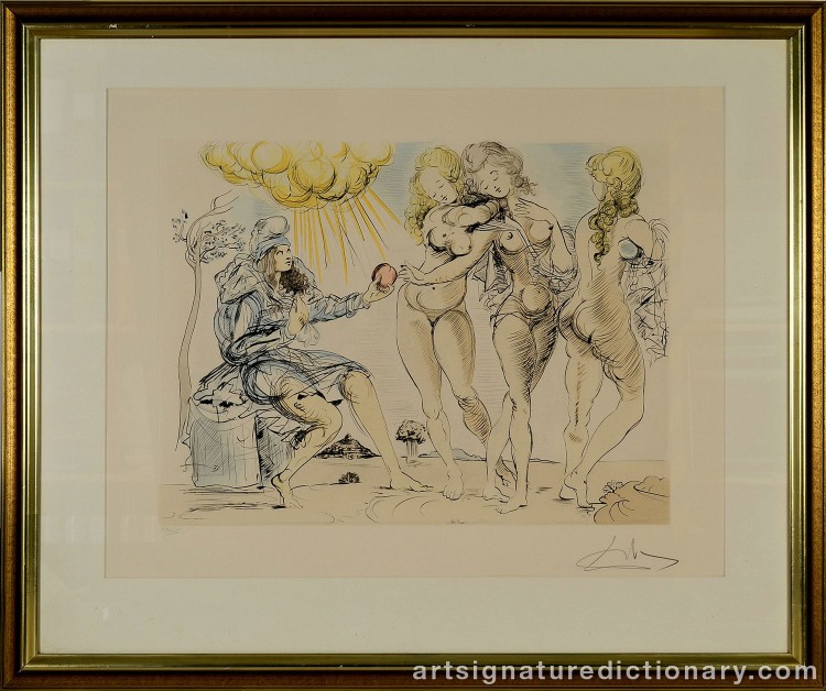 Close-up details showing Salvador DALI signature forgery characteristics