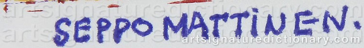 Authentic signature by Seppo MATTINEN on  artwork