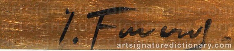 Authentic signature by Joseph FAVEROT on artwork