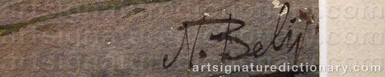 Authentic signature by Nikolai BELIJ on  artwork