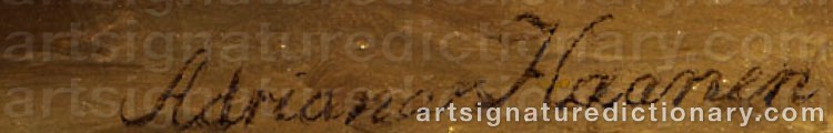 Authentic signature by Adriana Johanna Van HAANEN on  artwork