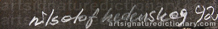 Authentic signature by Nils Olof HEDENSKOG on  artwork