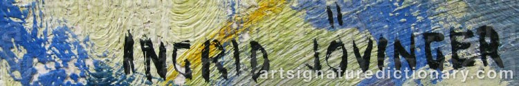 Authentic signature by Ingrid JÖVINGER on  artwork