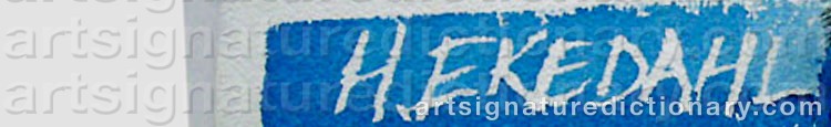 Authentic signature by Hans EKEDAHL on  artwork