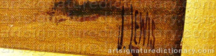 Authentic signature by J. LEWIS on  artwork