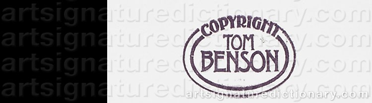 Authentic signature by Tom BENSON on  artwork