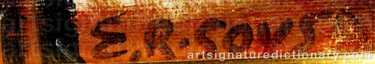 Authentic signature by E. R. SOYSA on  artwork
