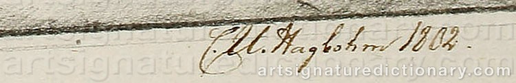 Authentic signature by Christina Ulrika HAGBOHM on artwork