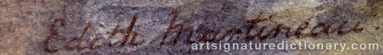 Authentic signature by Edith MARTINEAU on  artwork
