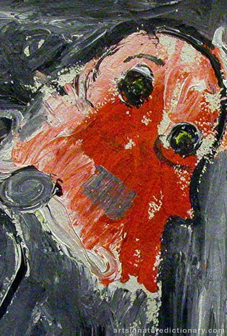 Close-up details showing Karel APPEL signature forgery characteristics