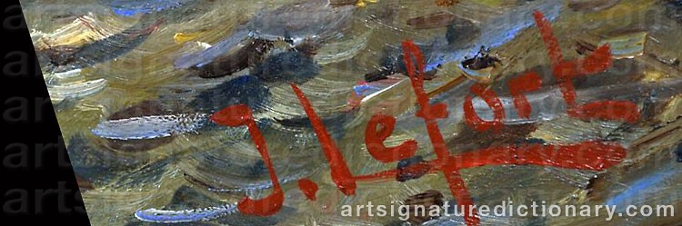 Authentic signature by Jean LEFORT on  artwork