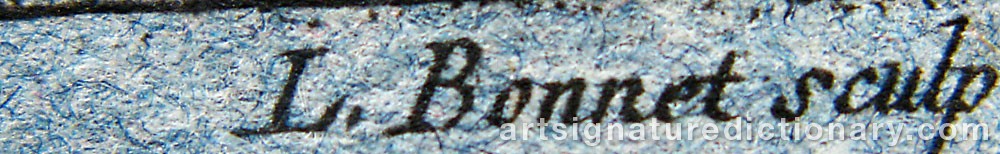 Authentic signature by Louis Mari BONNET on  artwork